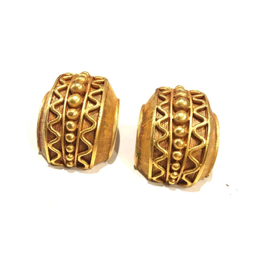 Vintage Diva Golden Hoop Clip On Earrings